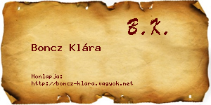 Boncz Klára névjegykártya